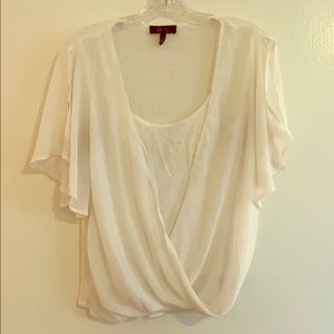 BCX White Split-Sleeve Blouse